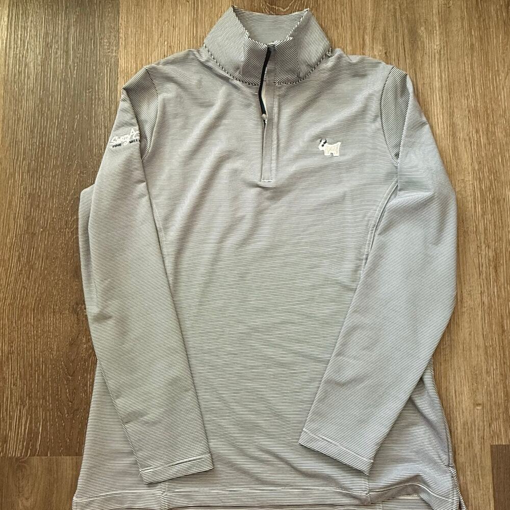 Peter Millar Scotty Cameron bull dog 1/4 zip up pullover womens large striped